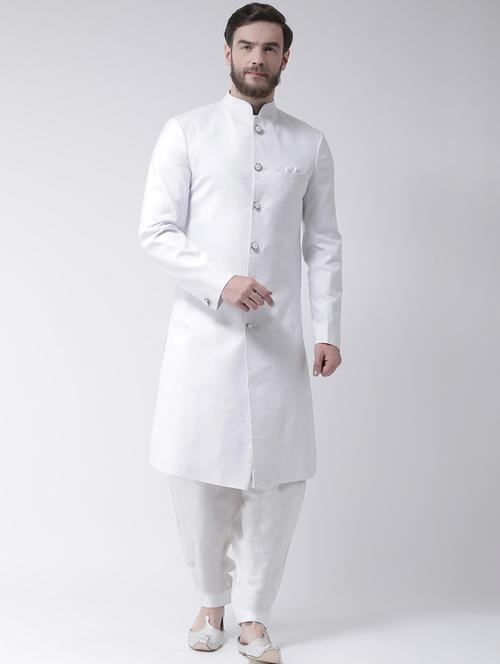 white solid sherwani set - 17976372 -  Standard Image - 0