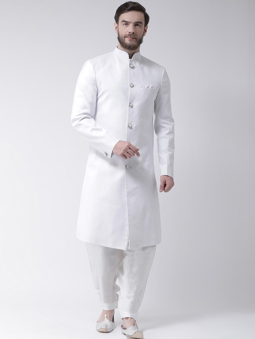 white solid sherwani set - 17976372 -  Zoom Image - 0