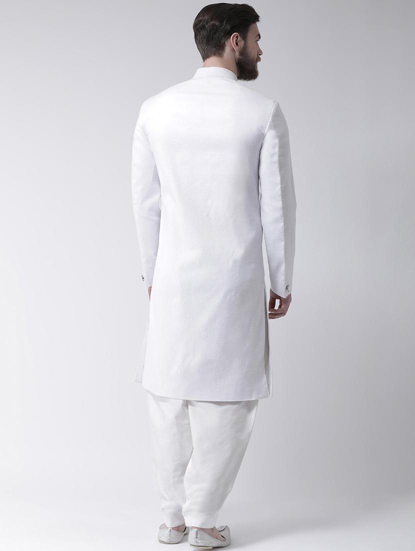 white solid sherwani set - 17976372 -  Standard Image - 3