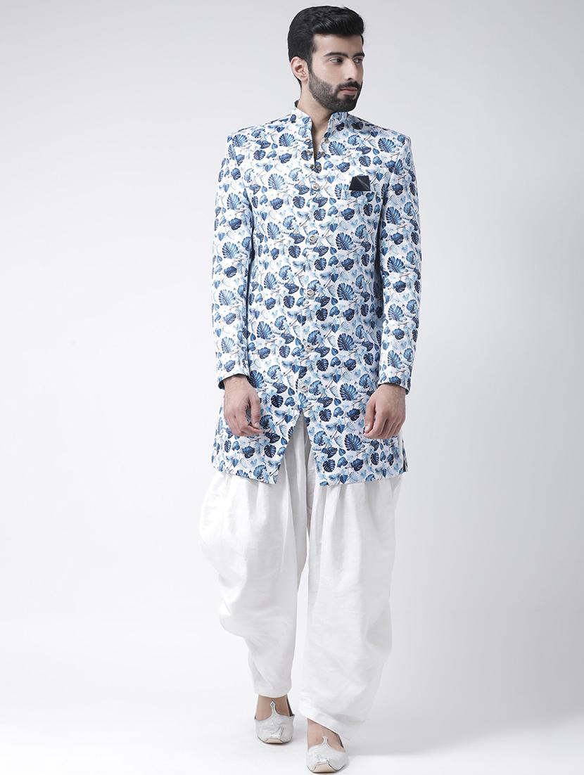 white printed sherwani set - 17976385 - Zoom Image - 0