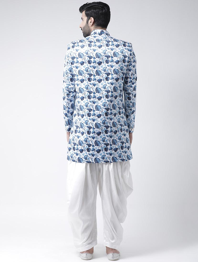 white printed sherwani set - 17976385 - Standard Image - 3