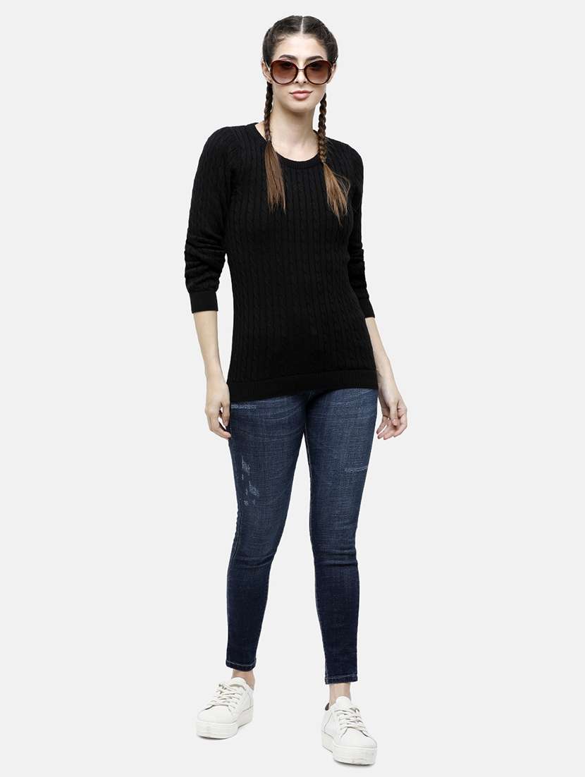 round neck solid pullover - 17976955 - Standard Image - 3