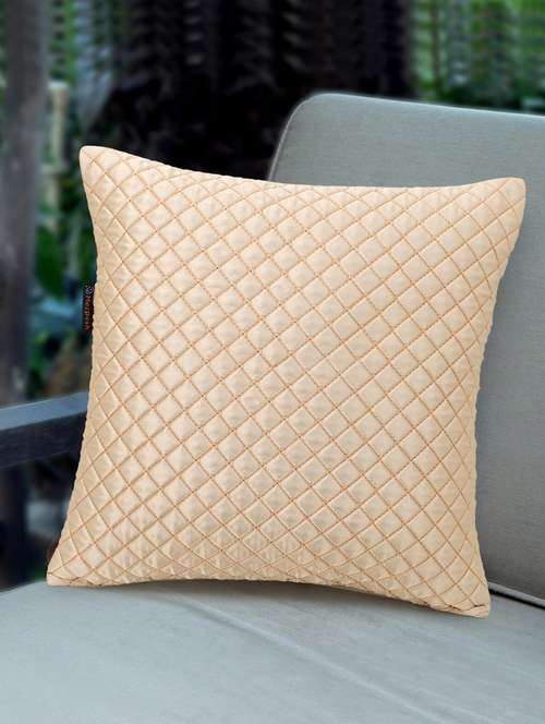 Rasta Collection By Mezposh : Cream Satin Harlequin Quilted Cushion Cover (16x16in)