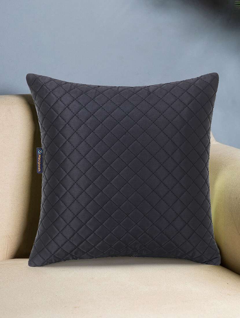 rasta collection by mezposh : black satin harlequin quilted cushion cover (16x16in) - 17977656 - Zoom Image - 0