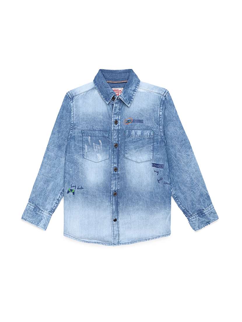 boy solid collared long sleeves shirt