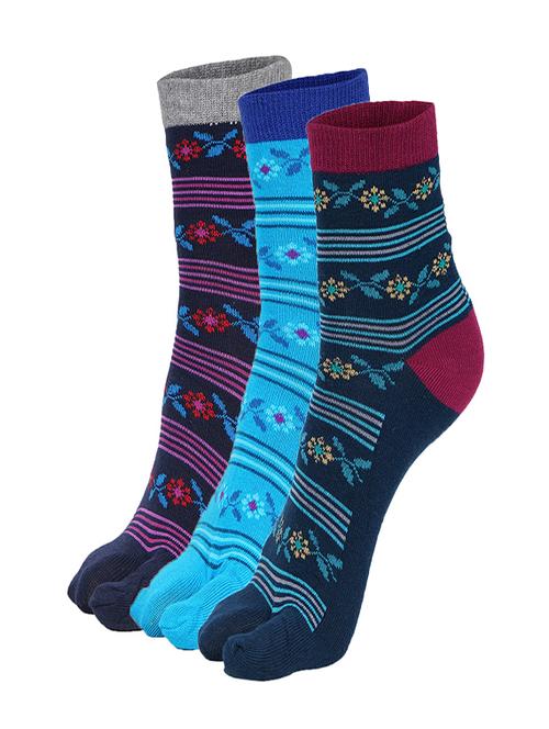 set of 3 multi colored cotton ankle length sock - 17979455 - Standard Image - 0