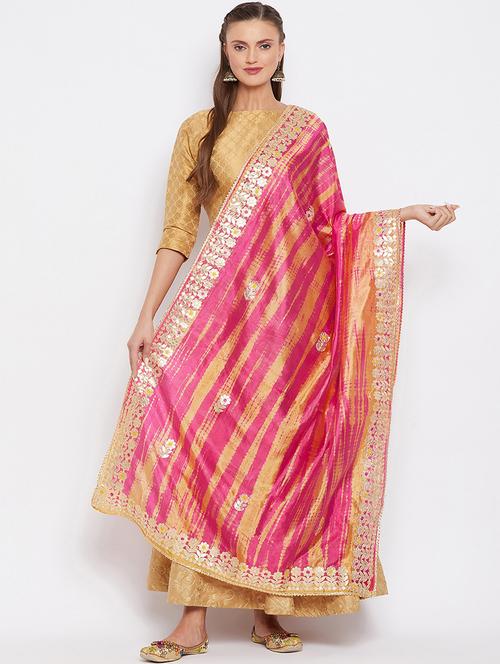 pink silk blend dupatta - 17980666 -  Standard Image - 0