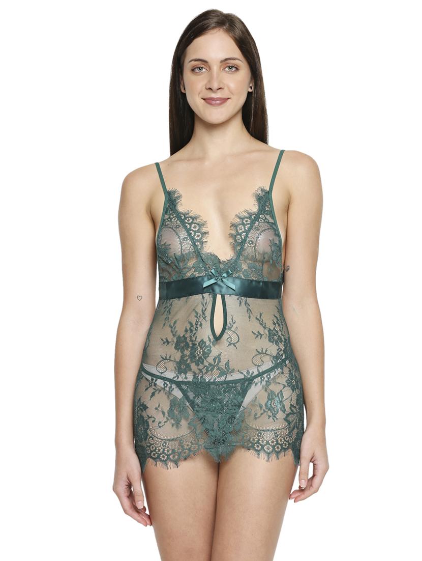 green laced babydoll - 17982740 -  Zoom Image - 0