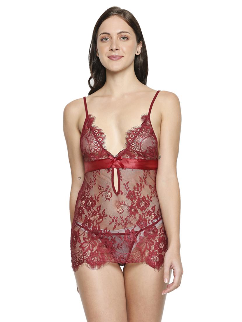 red laced babydoll - 17982741 -  Zoom Image - 0