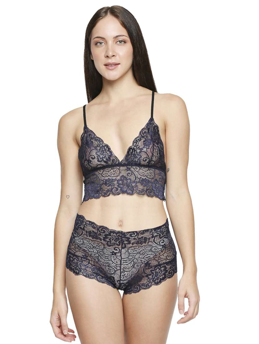 navy blue laced babydoll - 17982782 -  Zoom Image - 0