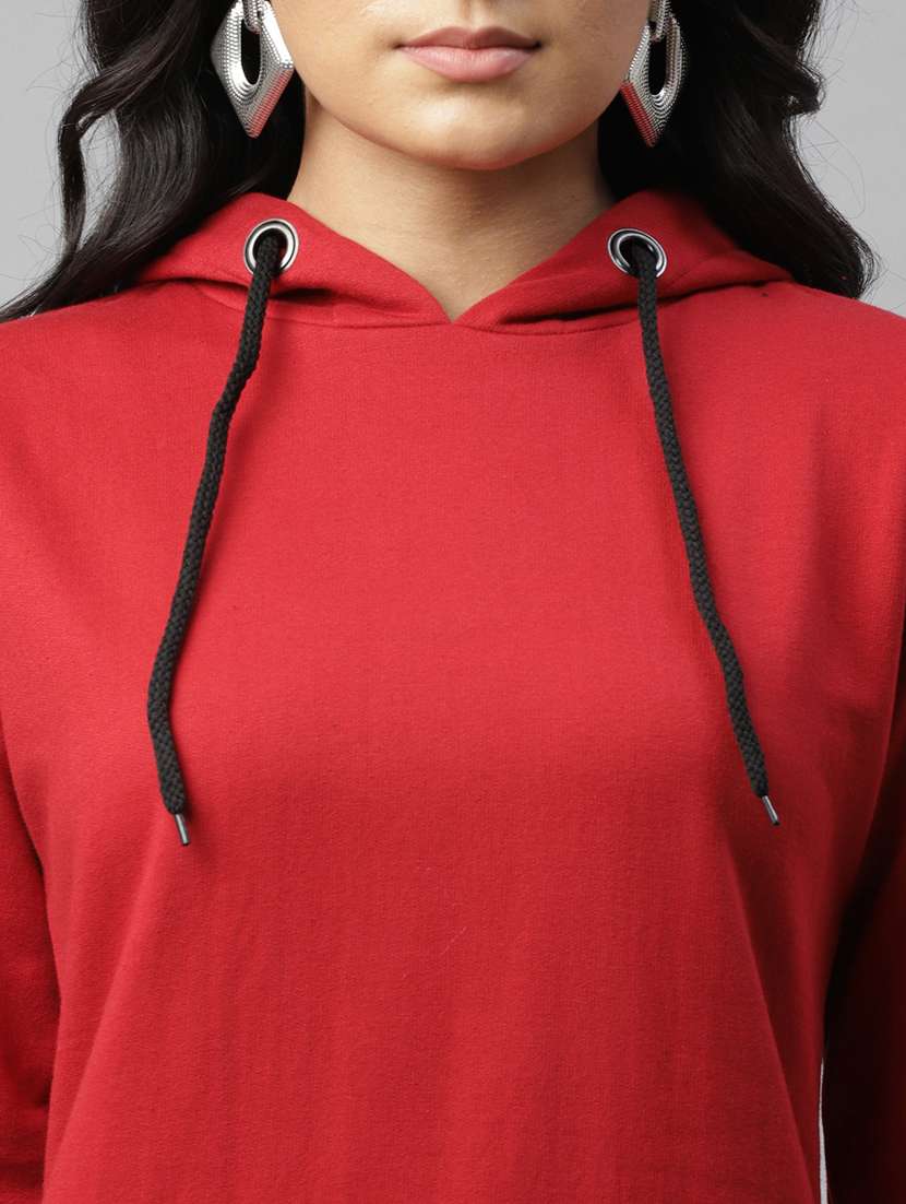 women long sleeved solid hoodies a-line dress - 17982824 -  Standard Image - 8