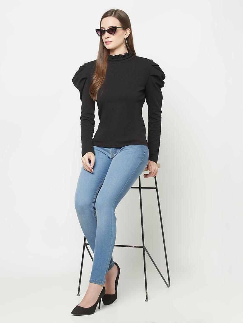 mock neck solid top - 17984234 - Standard Image - 3