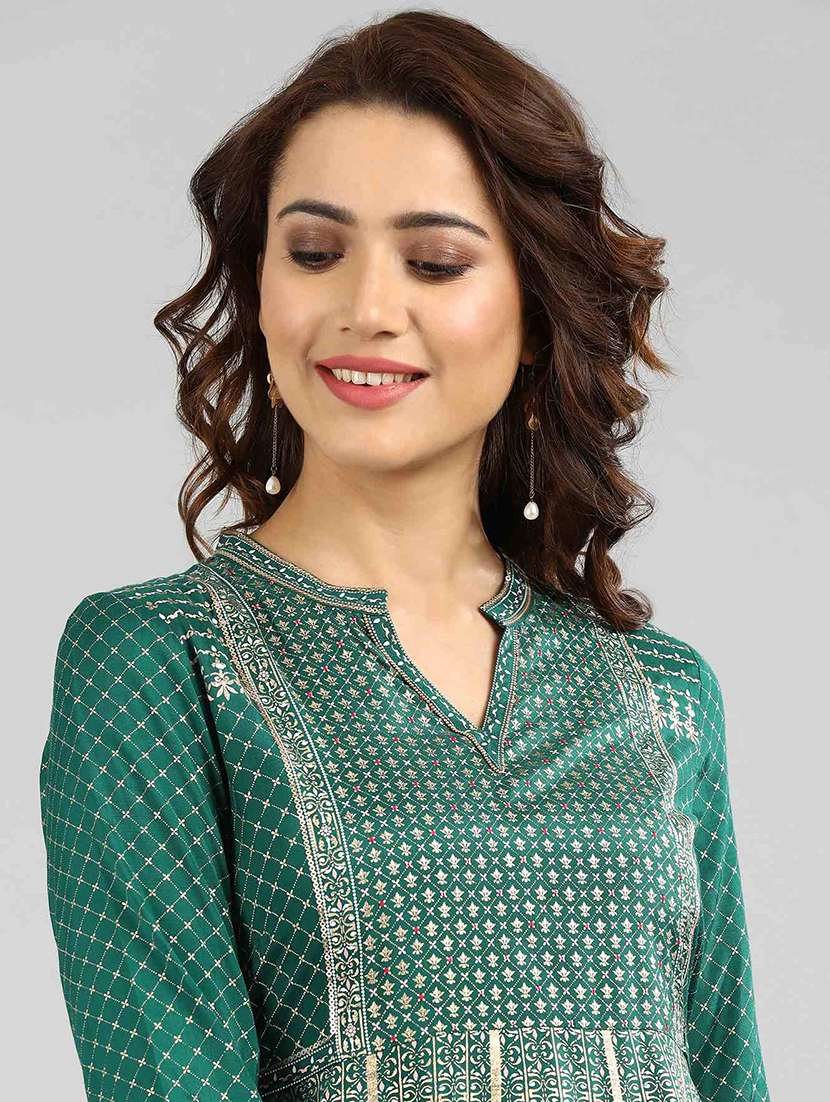 Buy online Bottle Green A-line Ethnic Dress from ethnic wear for Women by  Aurelia for 1480 at 47% off | 2026 Limeroad.com