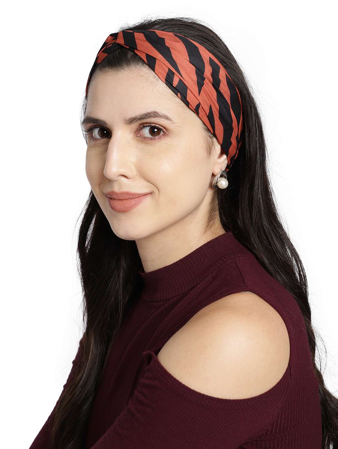 Coral Printed Viscose Headband And Scrunchy Combo Pack