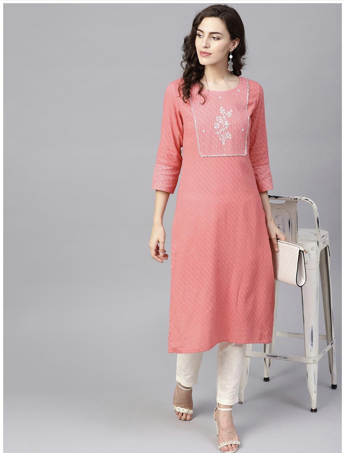 Sea Green & Peach Embroidered Kurta Set freeshipping - Yufta Store