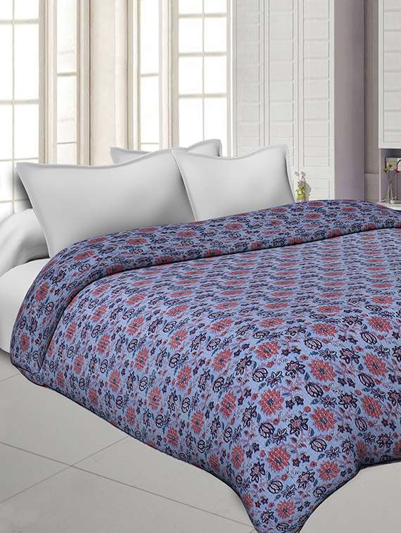sky blue cotton gudri katha work dohar comforter