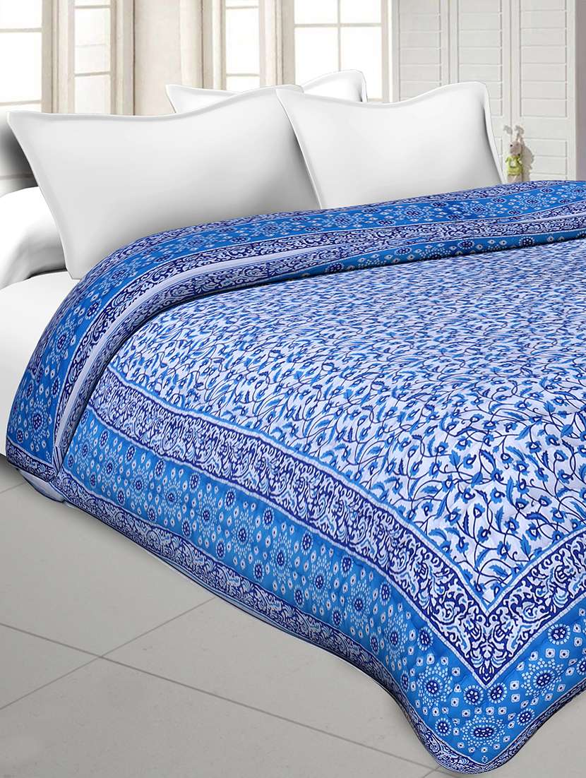 blue manjari jaipuri double bed quilt