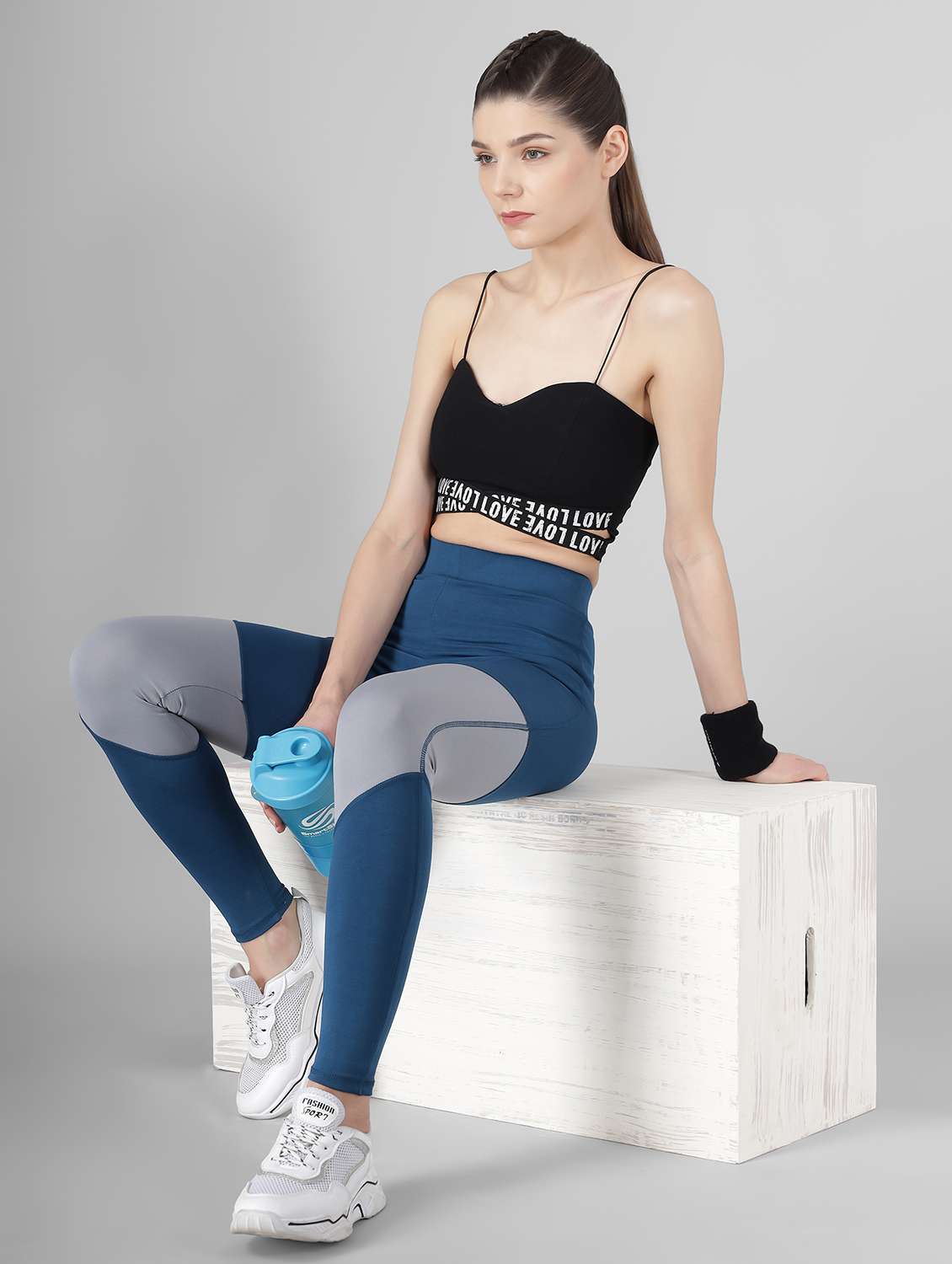 high rise color block track pant - 17994669 -  Standard Image - 3