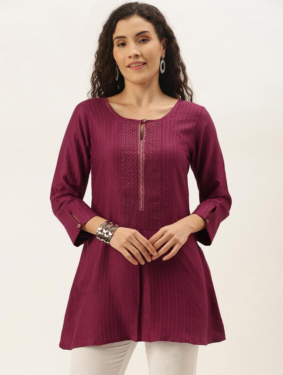 key hole neck embellished  top - 17995071 -  Zoom Image - 0
