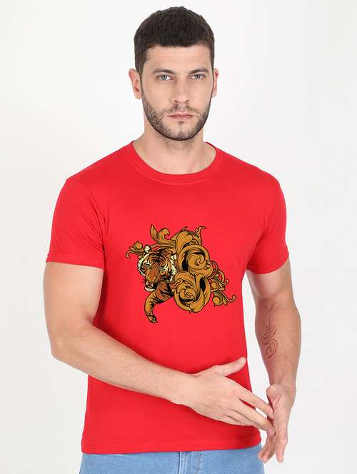 red printed t-shirt - 17995804 - Standard Image - 0