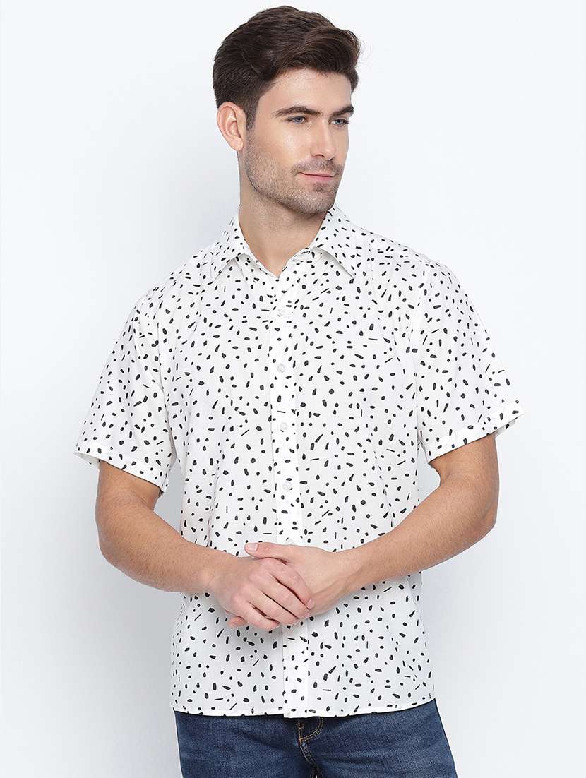 mens micro print casual shirt - 17996642 - Zoom Image - 0