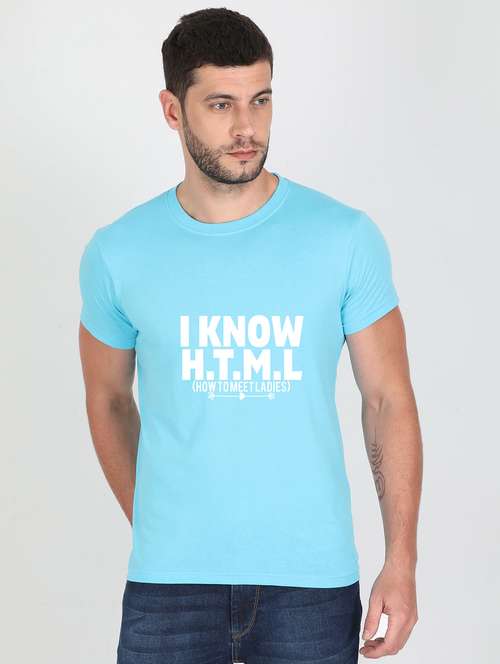 light blue printed t-shirt - 17996685 - Standard Image - 0