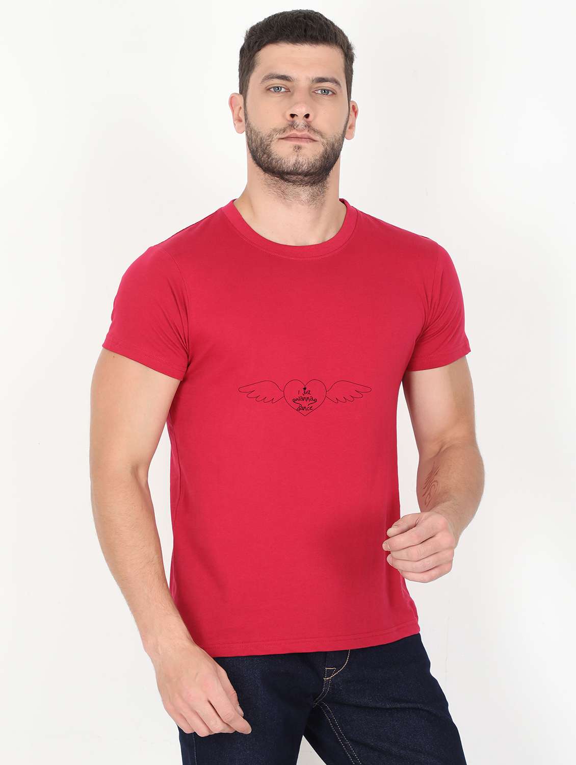 maroon printed t-shirt - 17996695 -  Zoom Image - 0