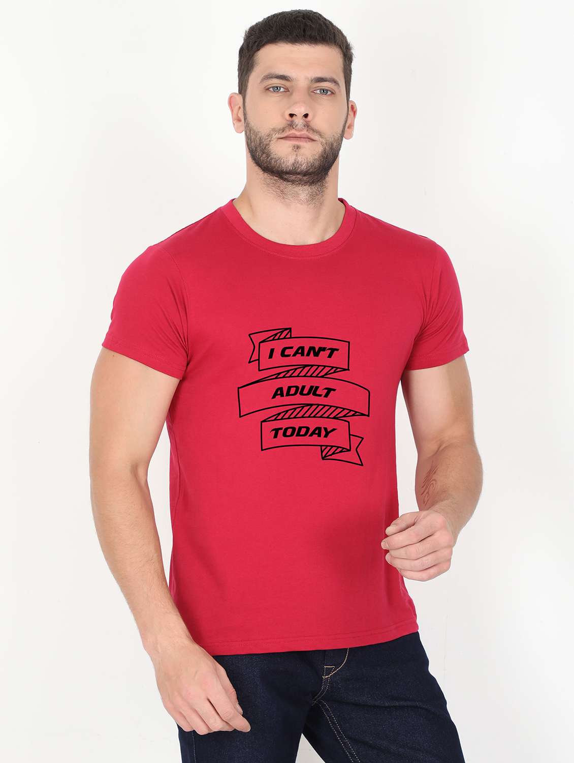maroon printed t-shirt - 17996747 - Zoom Image - 0