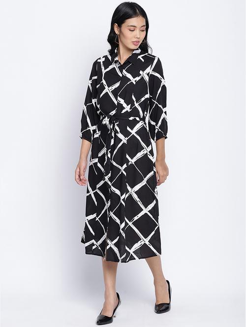 tie front printed a-line dress - 17996864 - Standard Image - 0