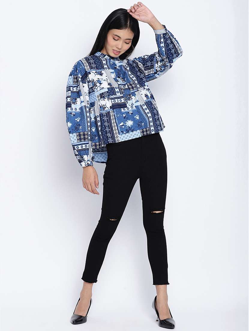 bishop sleeved printed top  - 17996892 -  Standard Image - 3