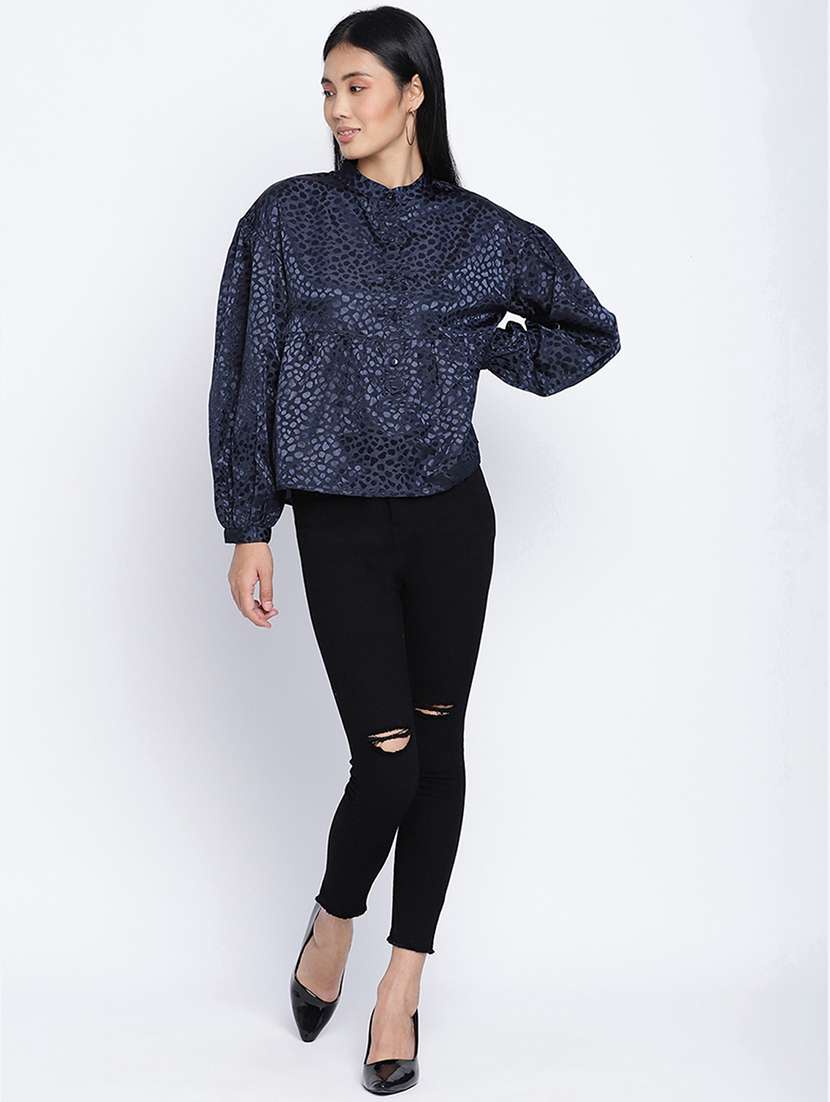 women's straight mandarin neck top - 17996893 -  Standard Image - 3