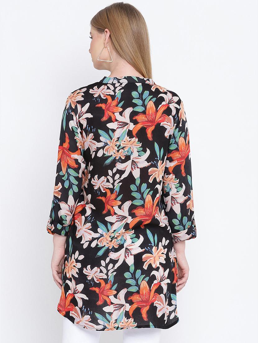 mandarin neck printed tunic - 17996901 - Standard Image - 3