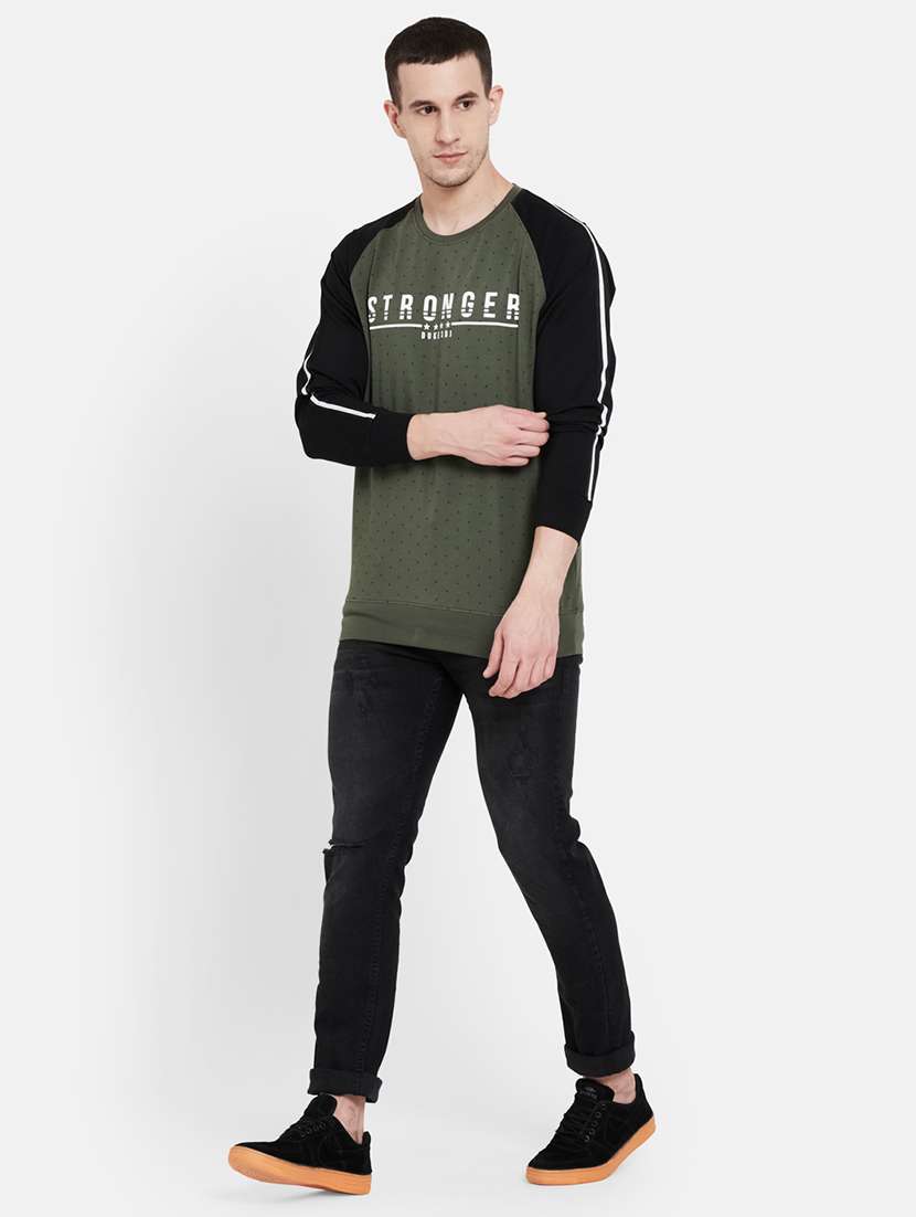 olive green printed raglan sweatshirt - 17997242 -  Standard Image - 3