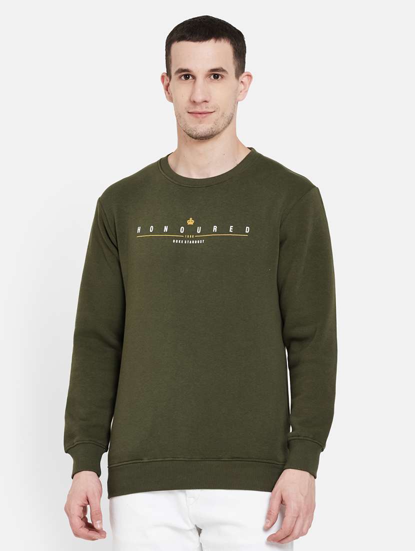 olive green printed sweatshirt - 17997243 -  Zoom Image - 0