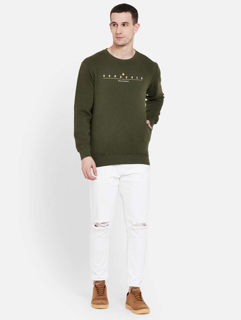 olive green printed sweatshirt - 17997243 -  Standard Image - 3