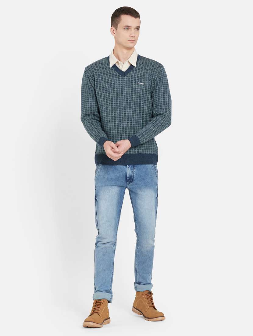 navy blue checkered pullover - 17997309 -  Standard Image - 3