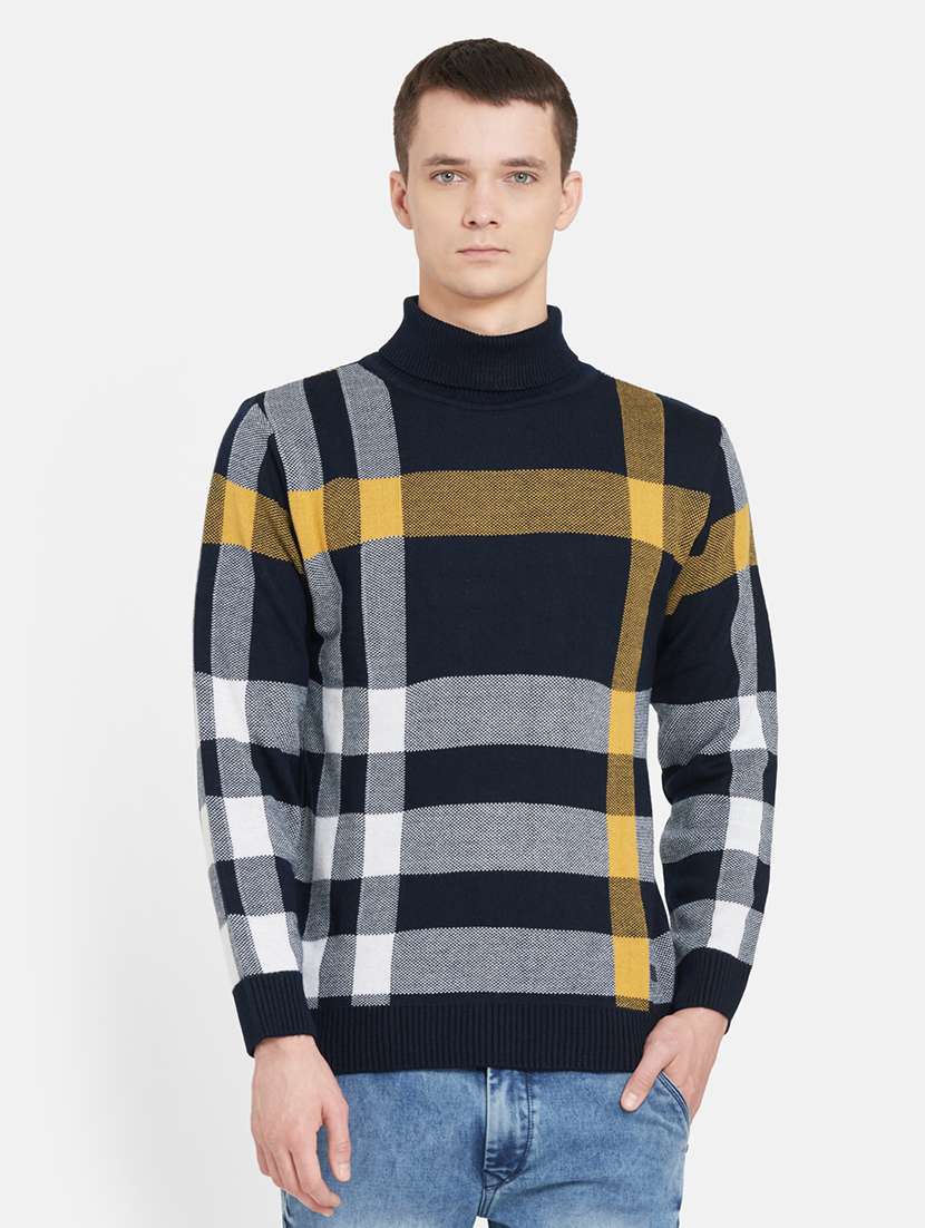 navy blue checkered pullover - 17997316 - Zoom Image - 0