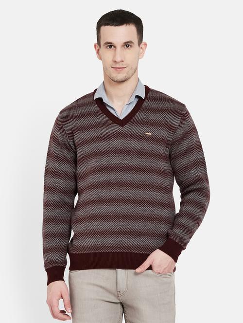 maroon striped pullover - 17997337 - Standard Image - 0