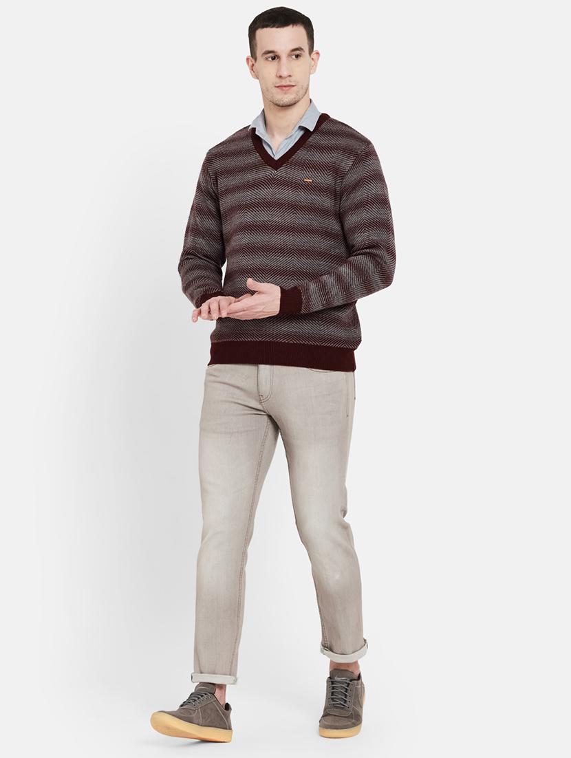 maroon striped pullover - 17997337 - Standard Image - 3