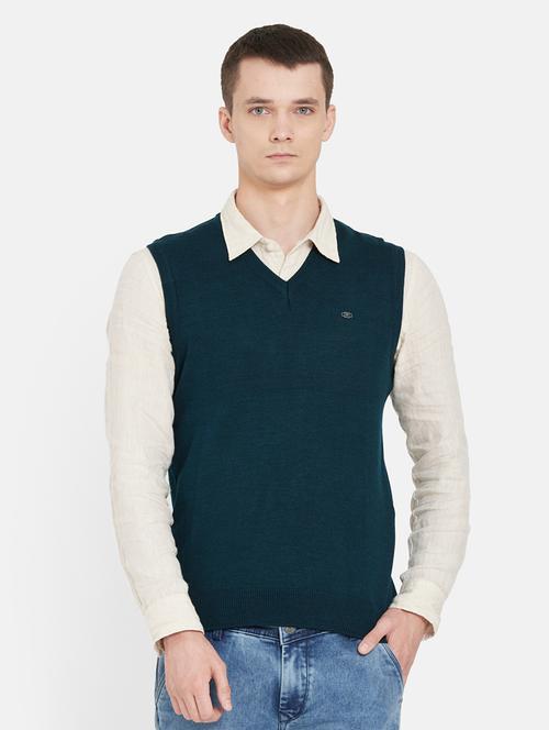 teal blue solid pullover - 17997342 - Standard Image - 0