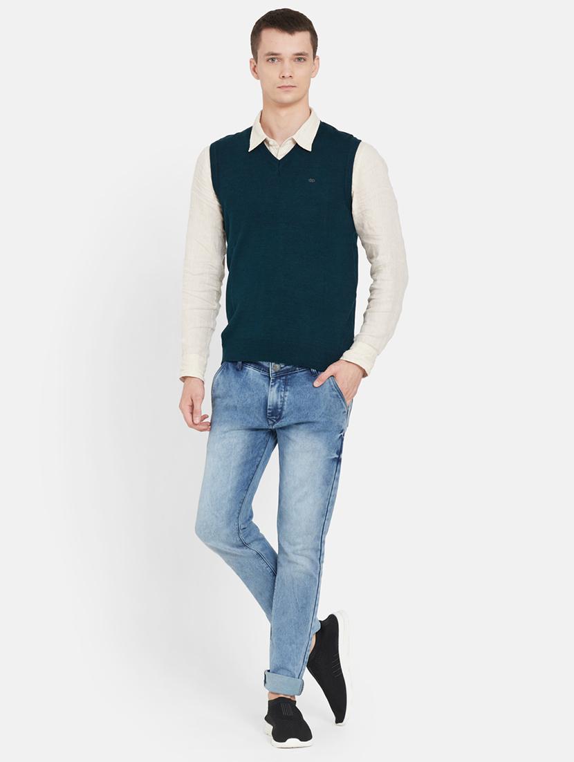 teal blue solid pullover - 17997342 - Standard Image - 3