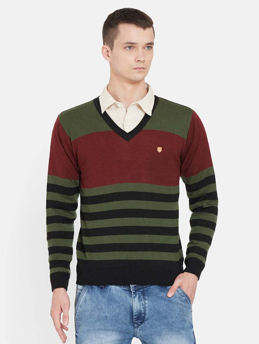 olive green striped pullover - 17997355 - Zoom Image - 0