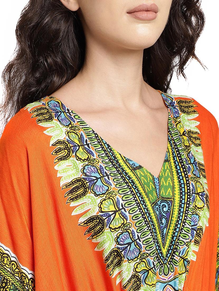 v-neck printed kaftan dress - 17997402 - Standard Image - 5