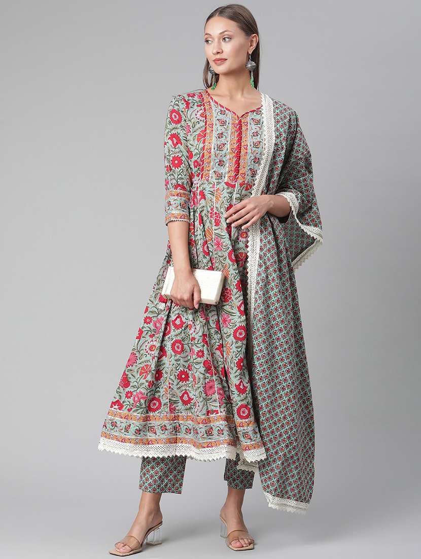 women three quarter sleeve kurta pant with dupatta set - 17997481 -  Standard Image - 3