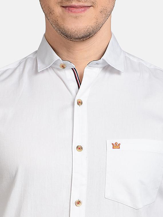 white solid casual shirt - 17997815 - Standard Image - 5
