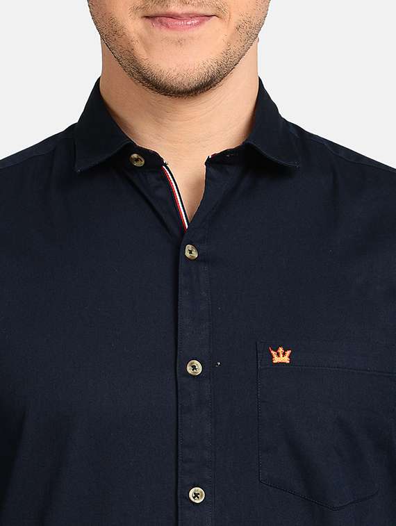 navy blue solid casual shirt - 17997817 -  Standard Image - 5
