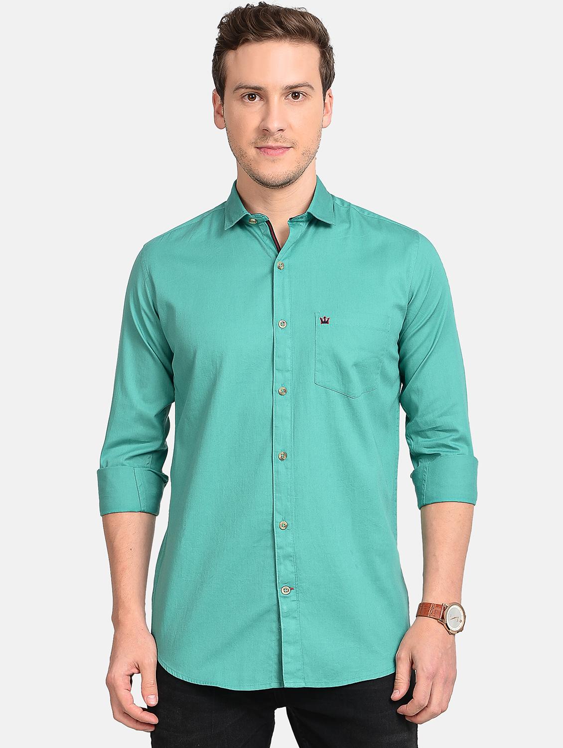 light blue solid casual shirt - 17997818 - Zoom Image - 0