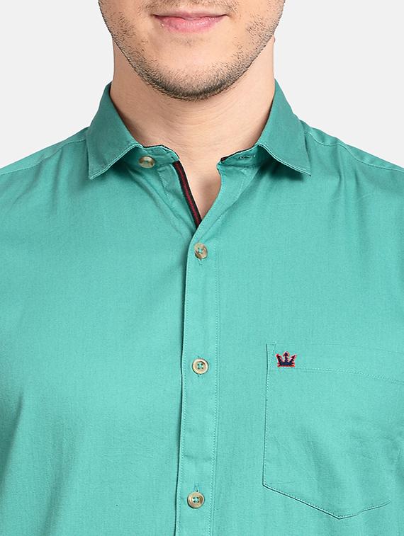 light blue solid casual shirt - 17997818 - Standard Image - 5