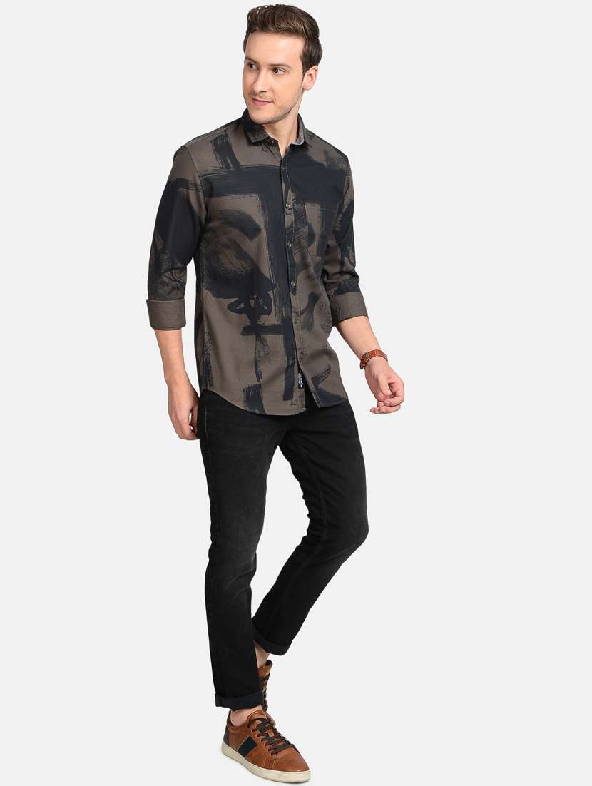navy blue printed casual shirt - 17997824 - Standard Image - 3