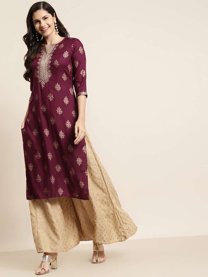 foil print straight kurta